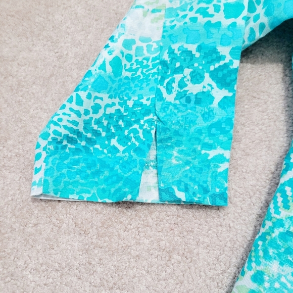 Ruby Rd. Womens Size 16 Aqua Blue Embellished Neckline Linen Blend Blouse/jacket - Picture 8 of 12